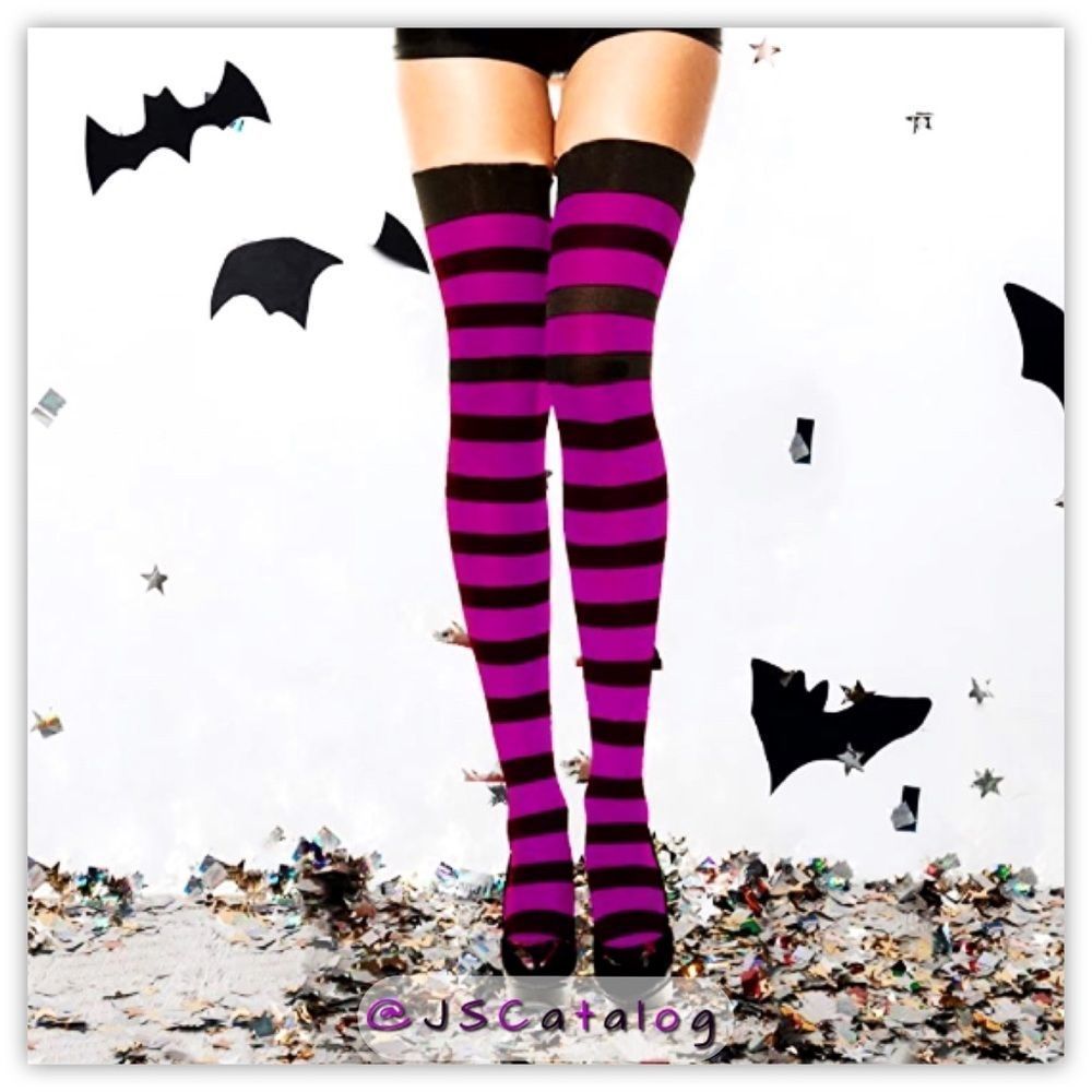 Spandex Striped Halloween Cosplay ThighHighs Stockings Socks OSFM